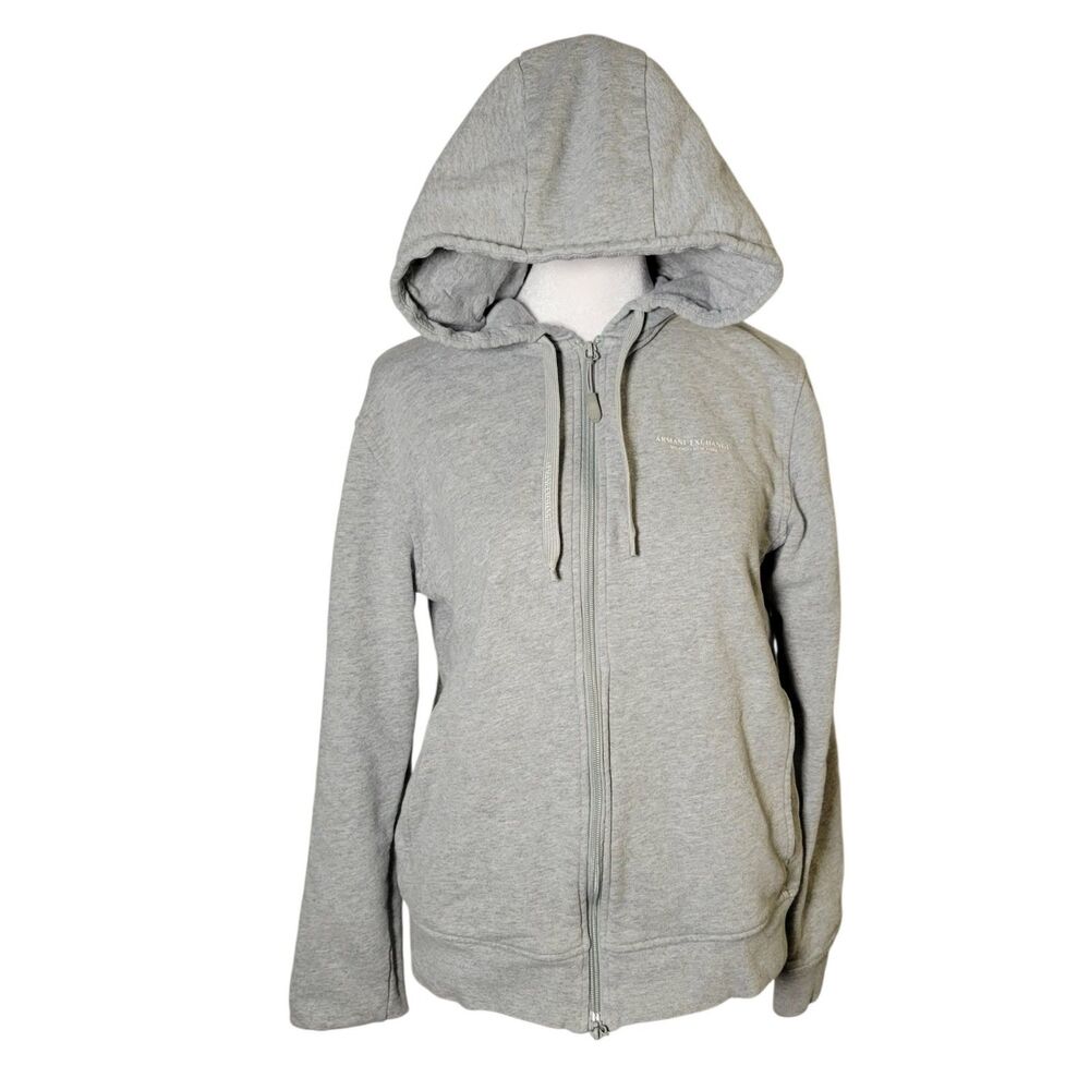 A|X Armani Exchange Womens Full Zip Hoodie Gray Jacket S Y2K Lounge Minimalist